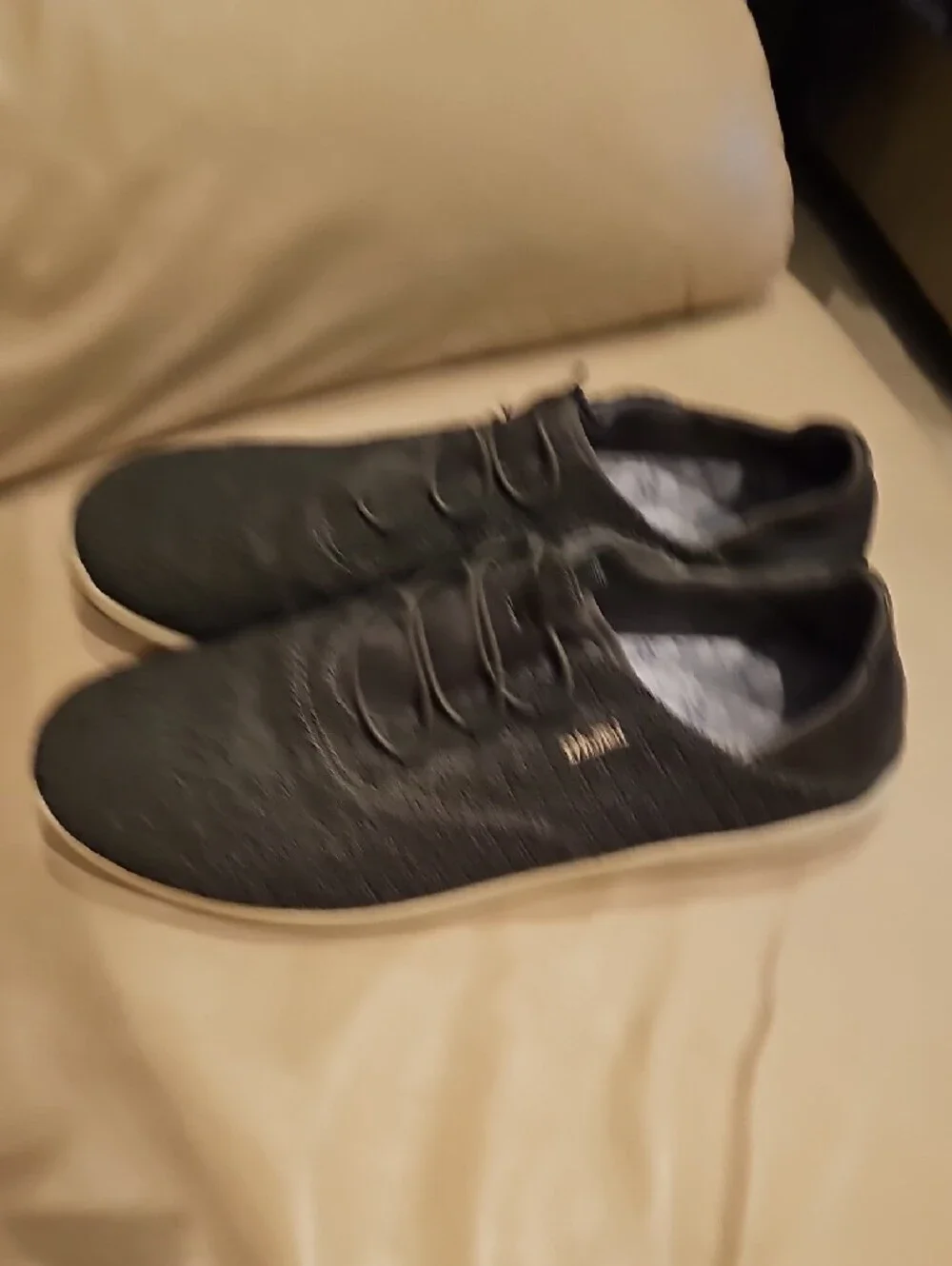 OluKai Men's Black Knit Slip-On Loafers with Neutral Sole
